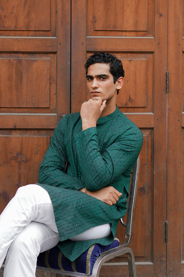 GREEN CHIKANKARI KURTA